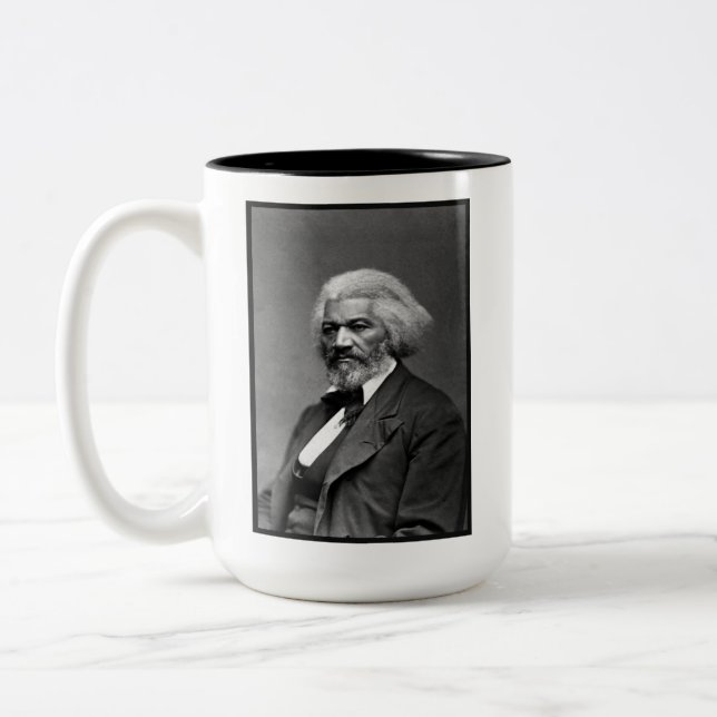 Black History Icons: Older Frederick Douglass Two-Tone Coffee Mug (Left)