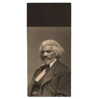 Black History Icons: Older Frederick Douglass Wood Flash Drive
