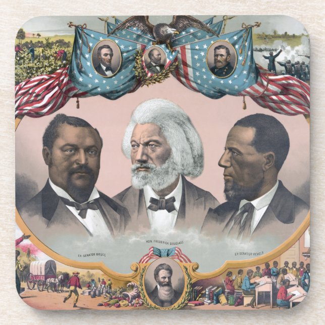Black History Icons: With Frederick Douglass Beverage Coaster (Front)