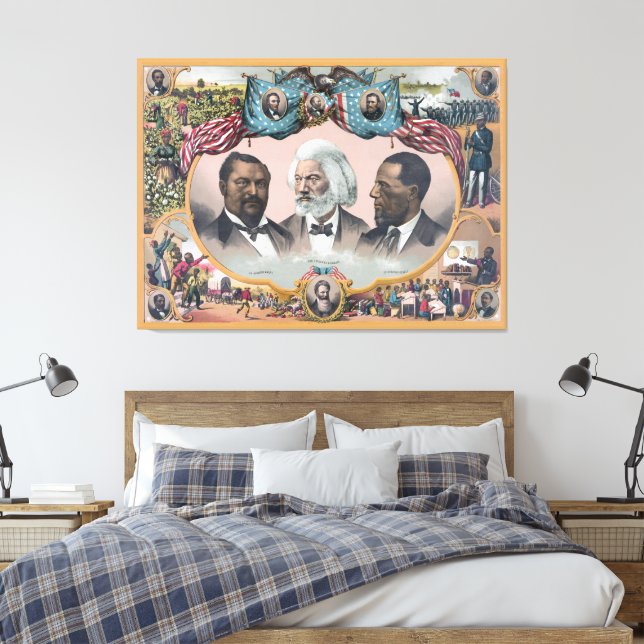 Black History Icons: With Frederick Douglass Canvas Print (Insitu(Bedroom))
