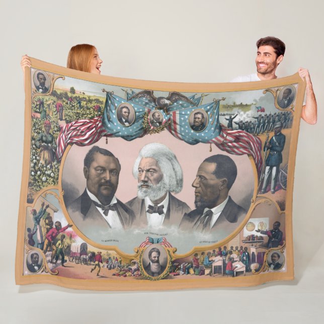 Black History Icons: With Frederick Douglass Fleece Blanket (In Situ)