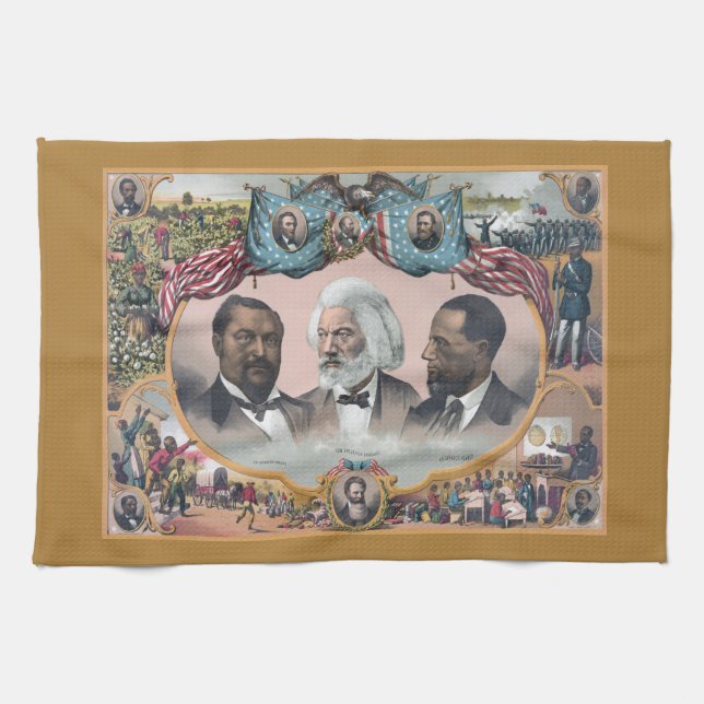 Black History Icons: With Frederick Douglass Kitchen Towel (Horizontal)