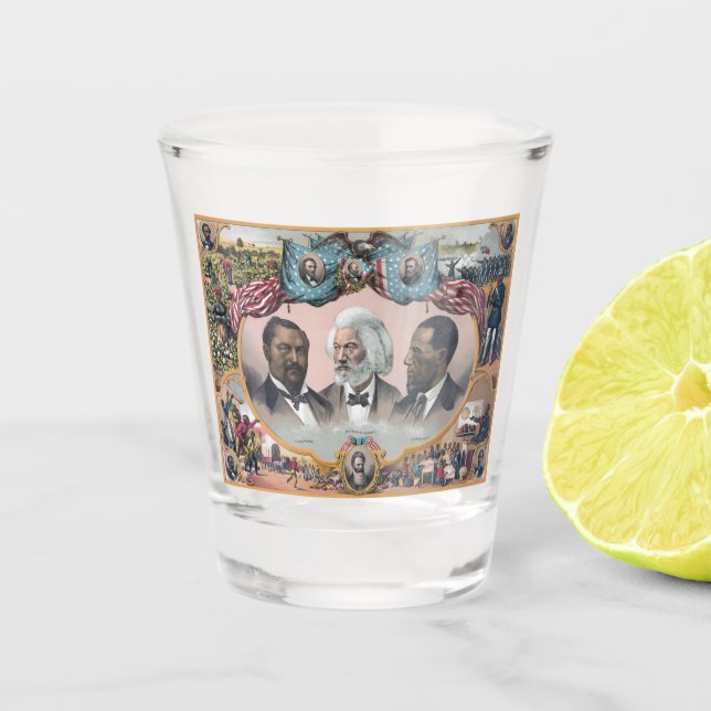 Black History Icons: With Frederick Douglass Shot Glass (Front)