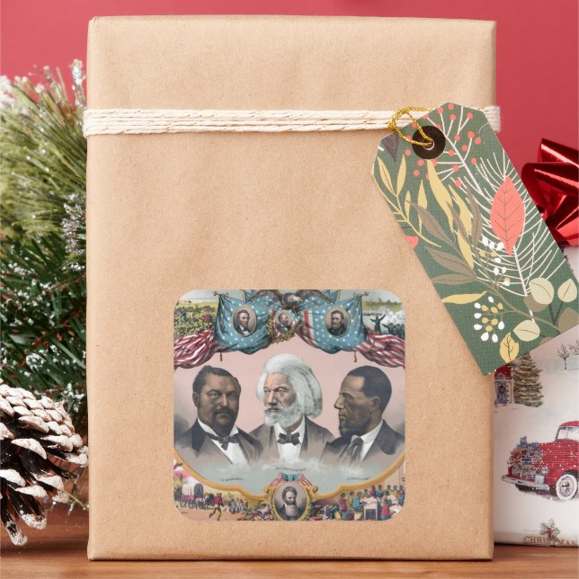 Black History Icons: With Frederick Douglass Square Sticker (Holiday)
