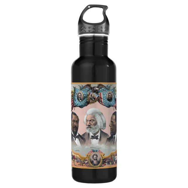 Black History Icons: With Frederick Douglass Stainless Steel Water Bottle (Front)