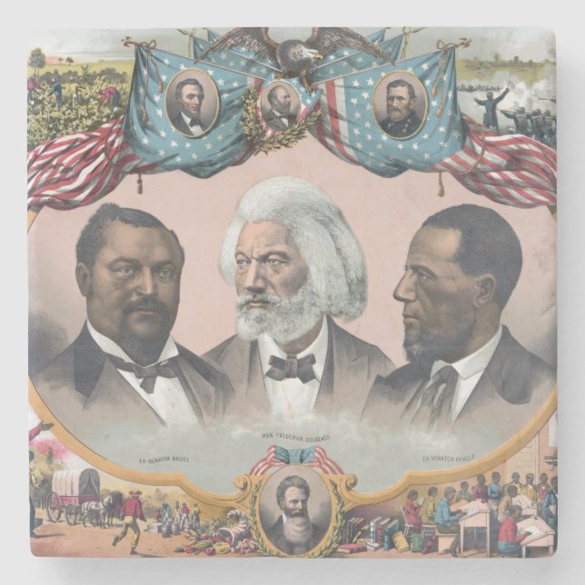 Black History Icons: With Frederick Douglass Stone Coaster (Front)