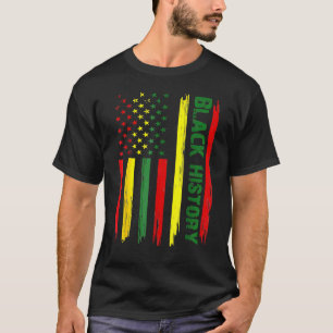 Black History In USA Flag Afro African Pride Men W T-Shirt