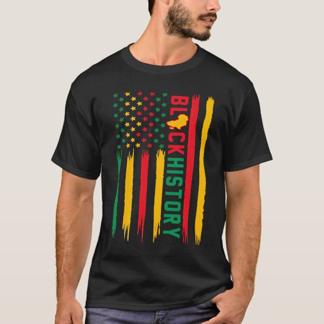 Black History In USA Flag American Grow African Ro T-Shirt (Front)