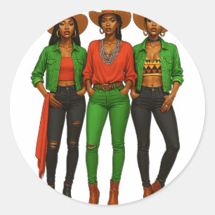 Black History Juneteenth African Melanin Cowgirl S Classic Round Sticker