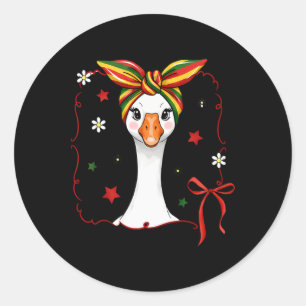 Black History Juneteenth Goose Coquette Bow Ndana Classic Round Sticker