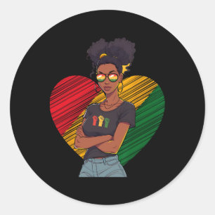 Black History Juneteenth Queen Melanin Sistas Afro Classic Round Sticker