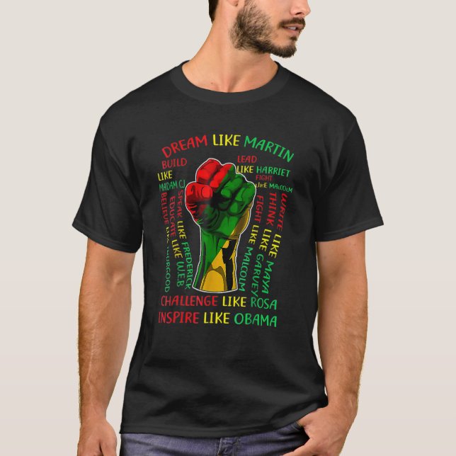Black History Leaders Fist Hand African American C T-Shirt (Front)