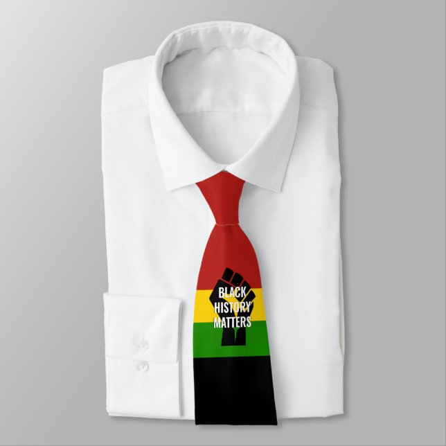 BLACK HISTORY MATTERS BHM | Fist | Monogrammed Neck Tie (Tied)