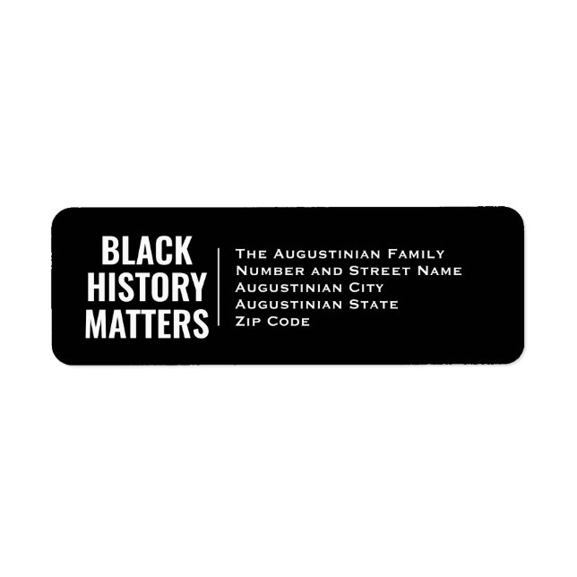 BLACK HISTORY MATTERS BHM Return Address Label (Front)