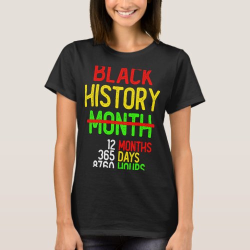 Black History Month 12 Months 365 Days 8760 Hours T_Shirt