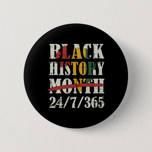 Black History Month 247365 With African Map Flag  Button (Front)