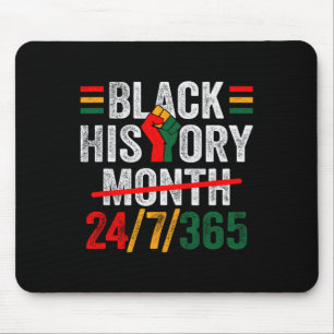 Black History Month 24 7 365 Fist African Men Wome Mouse Pad