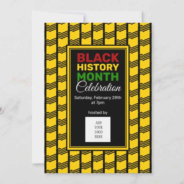 Black History Month ADD LOGO PHOTO Invitation (Front)