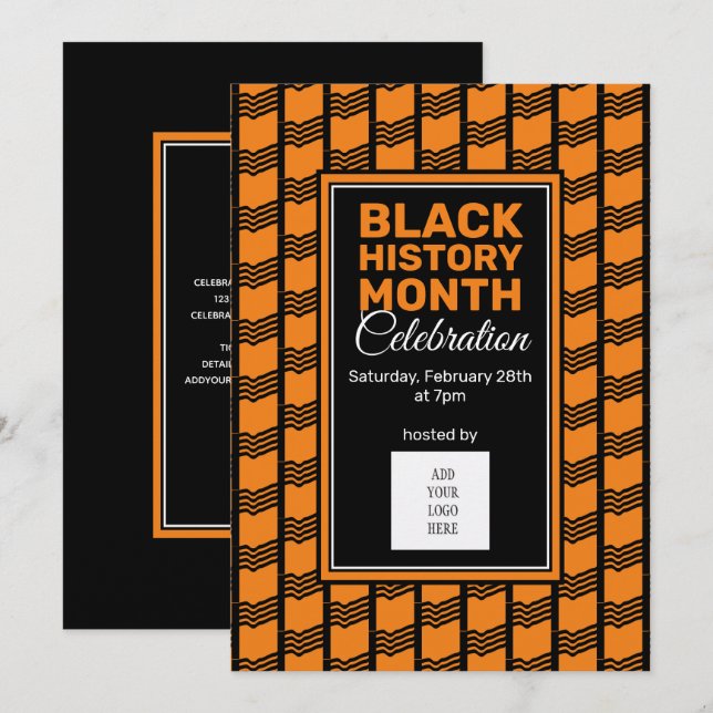 Black History Month ADD PHOTO LOGO Invitation (Front/Back)