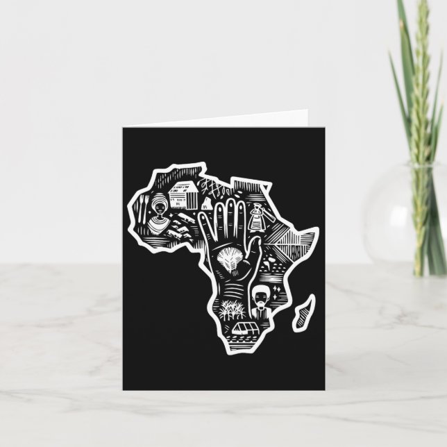 Black History Month Africa Map Design Unity Art  Card (Front)