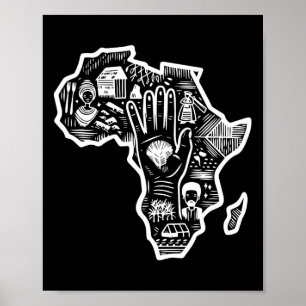 Black History Month Africa Map Design Unity Art Poster