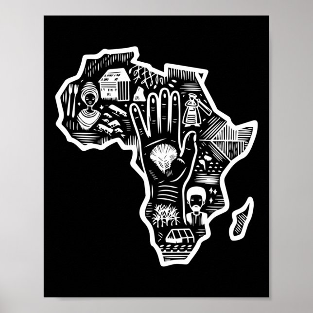 Black History Month Africa Map Design Unity Art St Poster (Front)