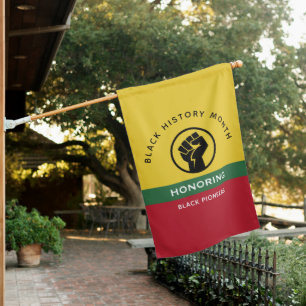 Black History Month African American Curved Text House Flag