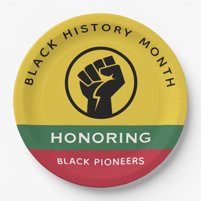 Black History Month African American Curved Text Paper Plates (Front)