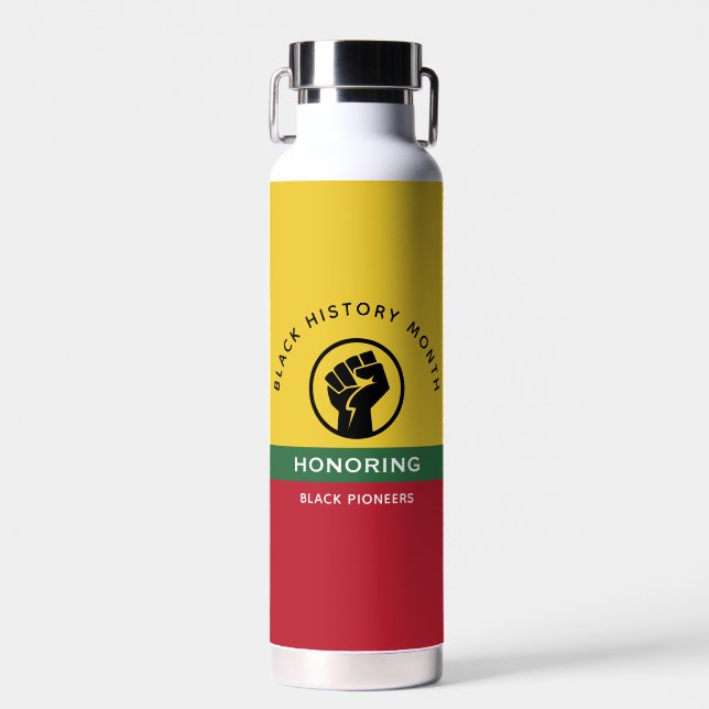 Black History Month African American Curved Text Water Bottle (Front)