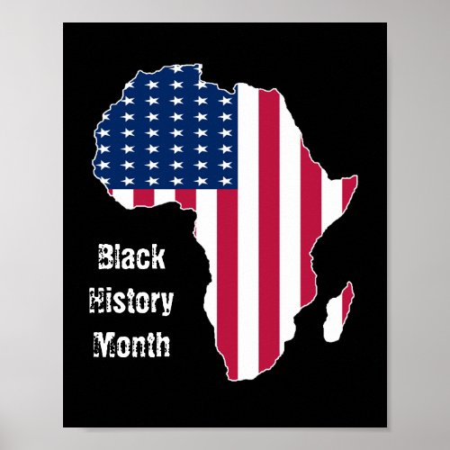 Black History Month African American Flag Map  Poster