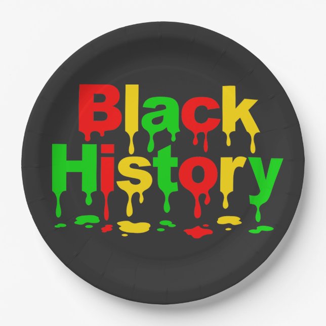 Black History Month African American Men Women Kid Paper Plates (Front)