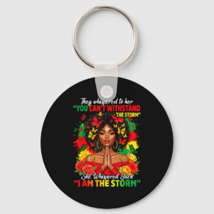 Black History Month African Girl Woman Afro I Am T Keychain