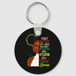 Black History Month African Girl Woman Afro I Am T Keychain