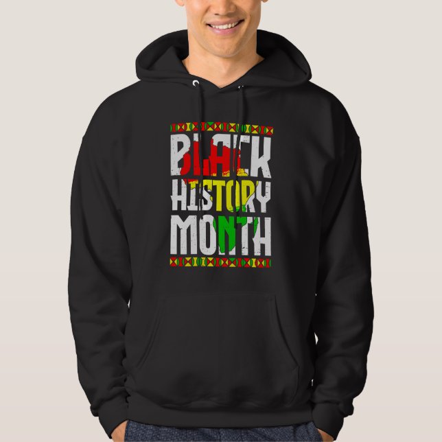 Black History Month African Map Flag Afro Freedom Hoodie (Front)