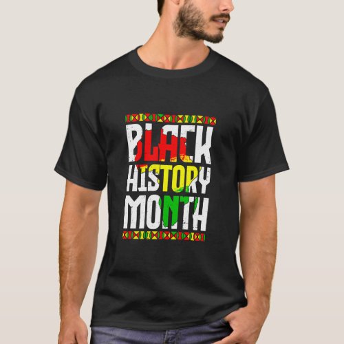 Black History Month African Map Flag Afro Freedom  T_Shirt