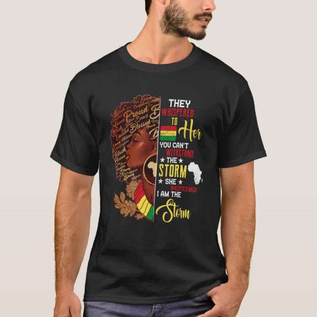 Black History Month African Woman Afro I Am The St T-Shirt (Front)