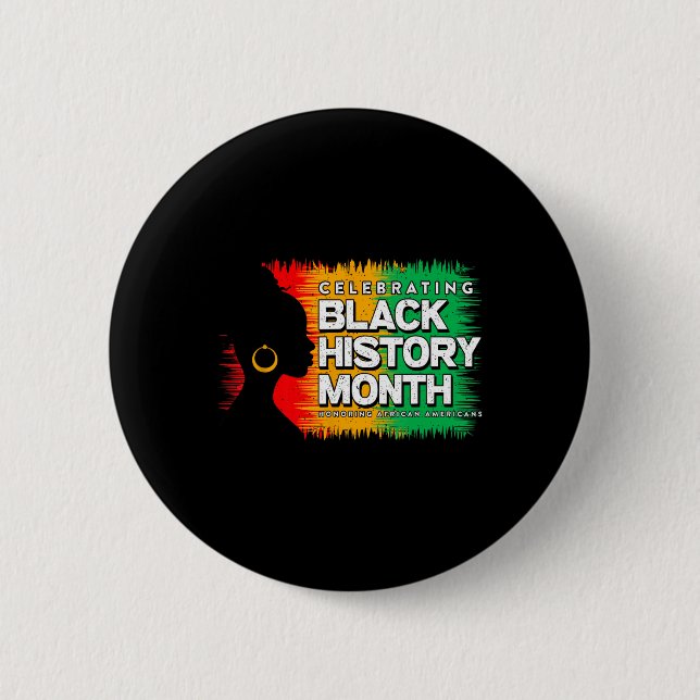 Black History Month Afro African American Juneteen Button (Front)