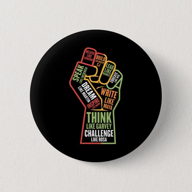 Black History Month Afro African American Melanin  Button (Front)