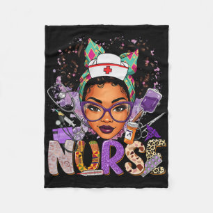 Black History Month Afro Melanin American Nurse Gi Fleece Blanket