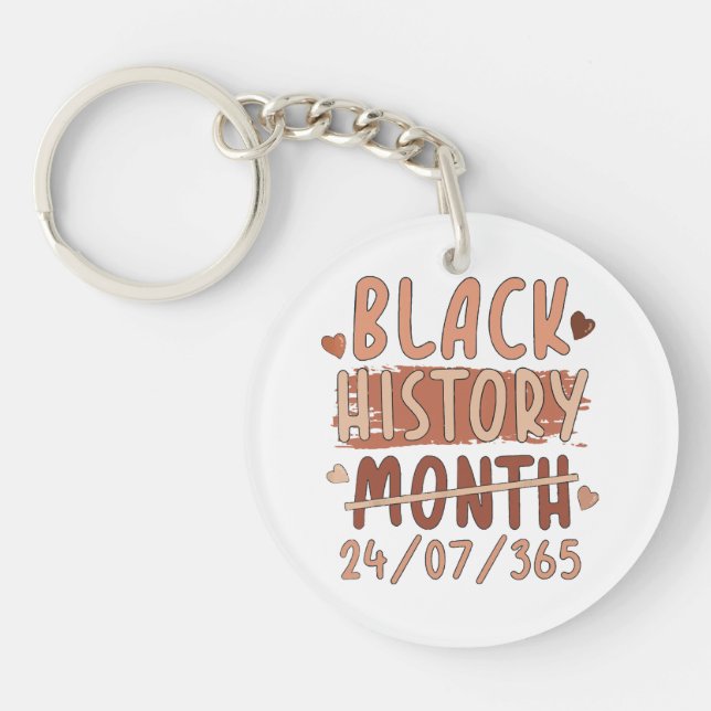 Black History Month Afro Melanin Black Women Afro  Keychain (Front)