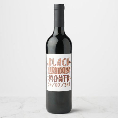 Black History Month Afro Melanin Black Women Afro  Wine Label