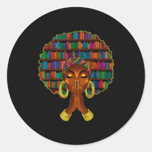 Black History Month Afro Women Book Lover Libraria Classic Round Sticker