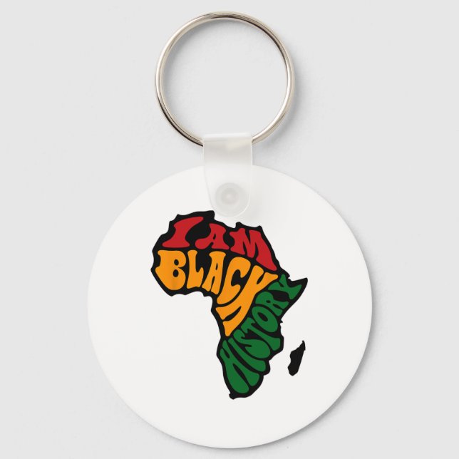Black History Month Apparel Africa Map Kente Cloth Keychain (Front)