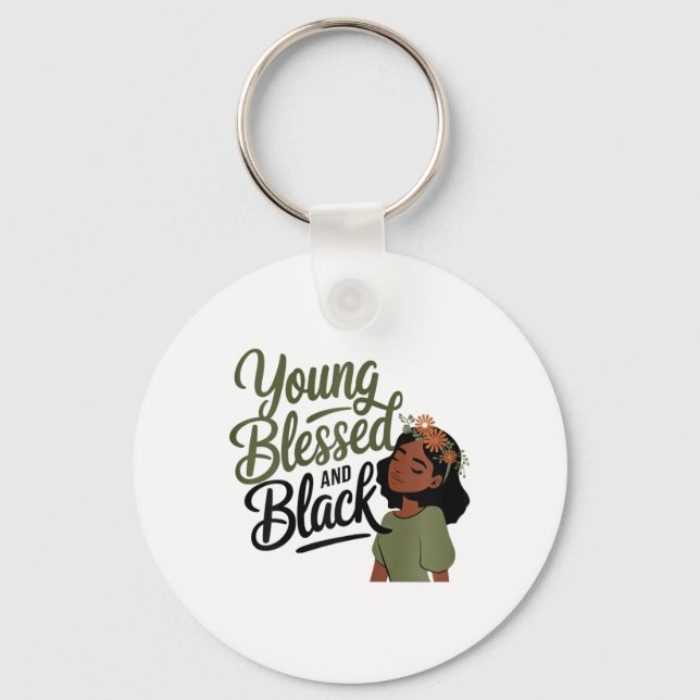 Black History Month Awareness Blessed Black Melani Keychain (Front)