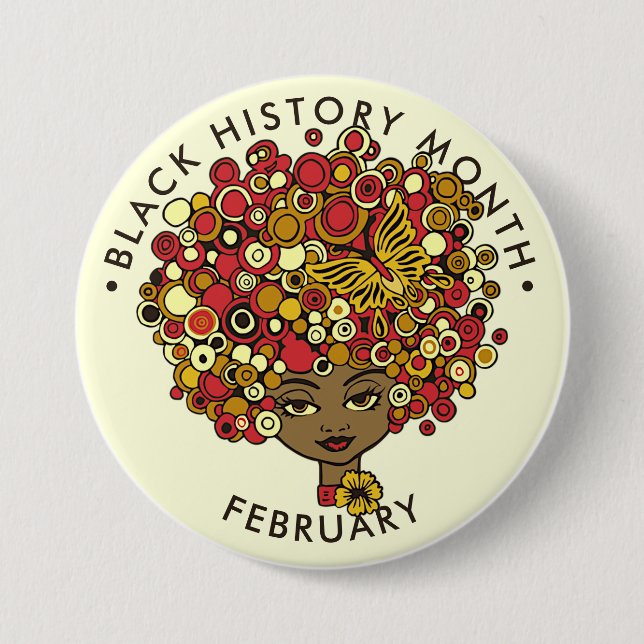 Black History Month, beautiful woman retro Button (Front)
