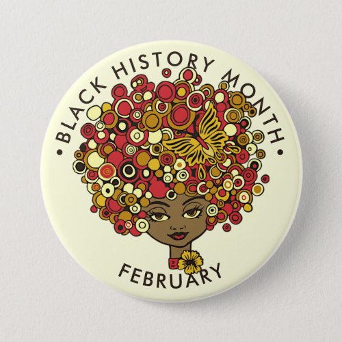 Black History Month beautiful woman retro Button