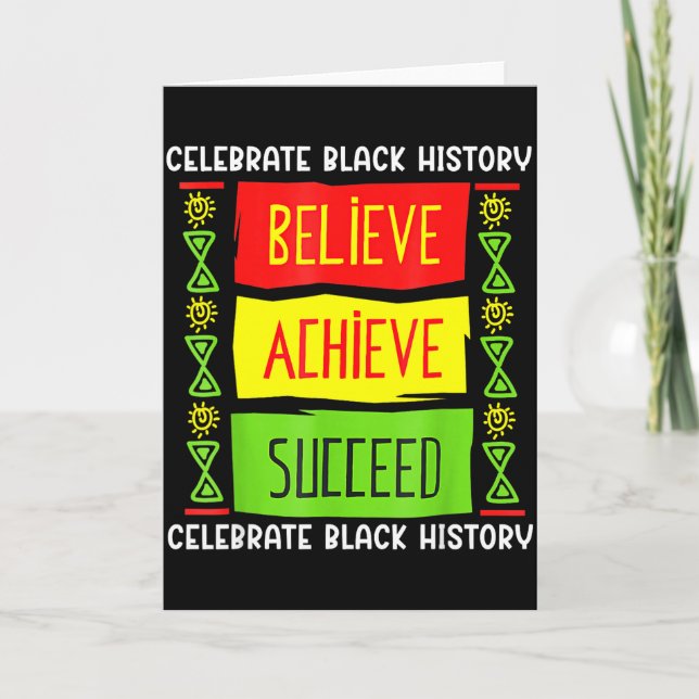 Black History Month Believe Achieve Succeed Africa Card (Front)