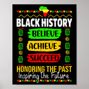 Black History Month Believe Achieve Succeed Men Wo Poster