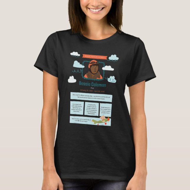 Black History Month Bessie Coleman Pilot T-Shirt (Front)