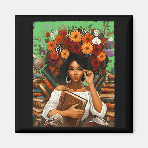 Black History Month Black Afro Girl Women Book Lov Magnet